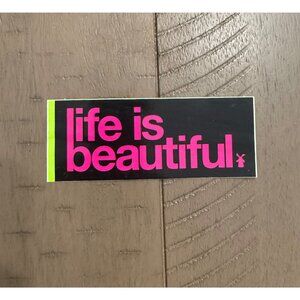 Dutch Bros "Life Is Beautiful" Vinyl Sticker Black With Pink & Lime Green